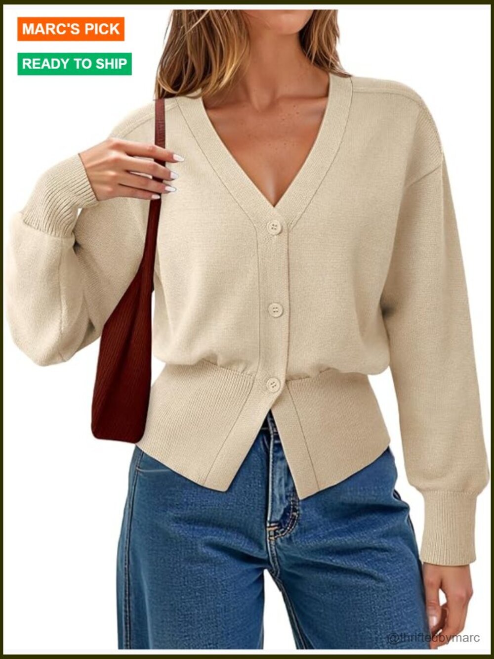 Open Front Cardigan Long Sleeve Knitted Button Down V-Neck Peplum Outerwear